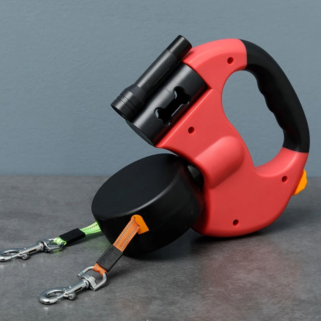 Αναδιπλούμενος λουρί για σκύλους – Με LED φακό και διανομέα σακουλών