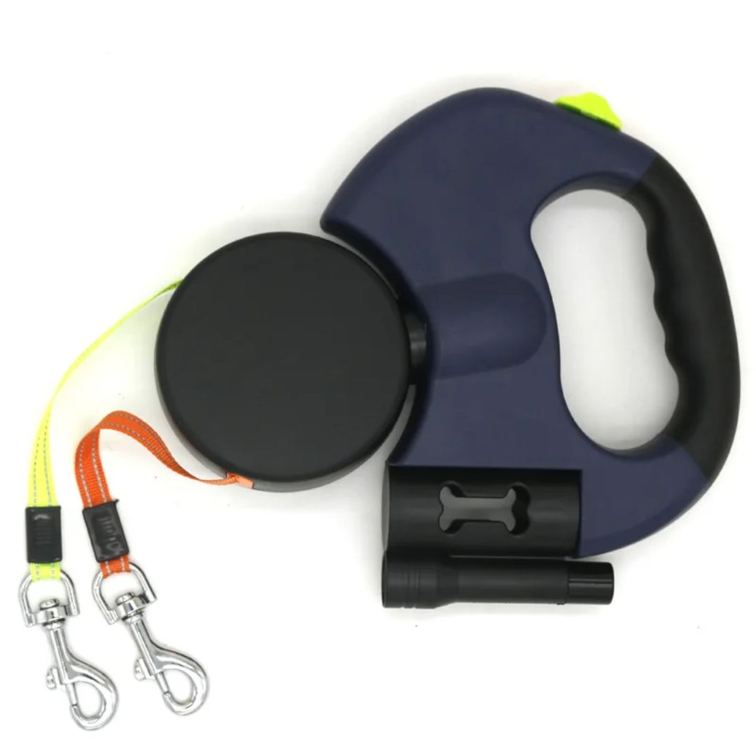 Αναδιπλούμενος λουρί για σκύλους – Με LED φακό και διανομέα σακουλών