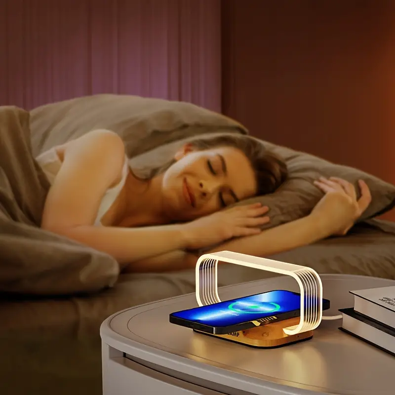 Lâmpada de Mesa — Iluminação Moderna com Carregador Sem Fios 