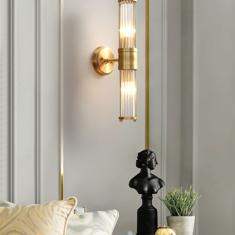 Luminaire Mural Cylindrique Moderne – Style Moderne Doré En Métal Et Verre