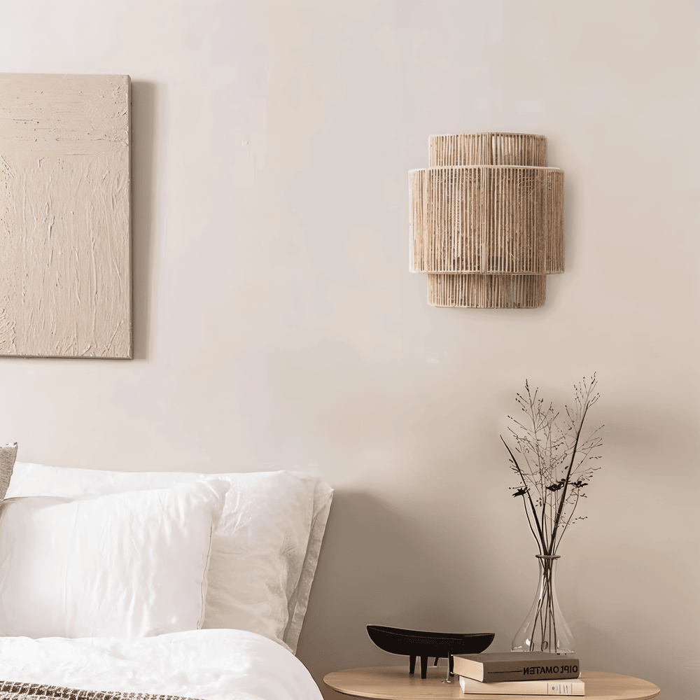 Rattan fali lámpa kender kötél árnyékoló - természetes fény & autentikus Charm