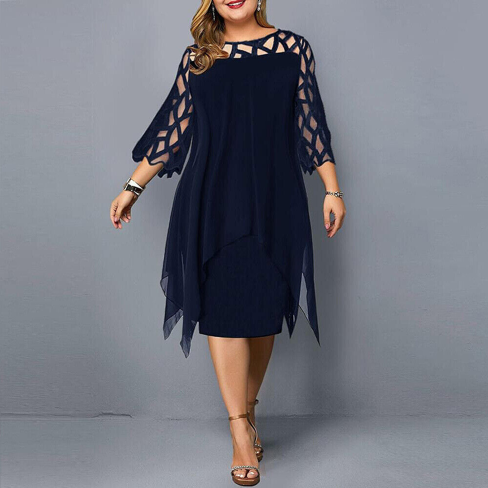 Blandine | Vestido de Noche Talla Grande – Estilo Elegante y Dobladillo Asimétrico 