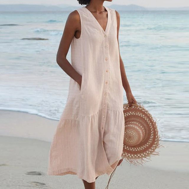 Sandrine | Vestido Ligero de Verano – Elegancia y Escote en V 