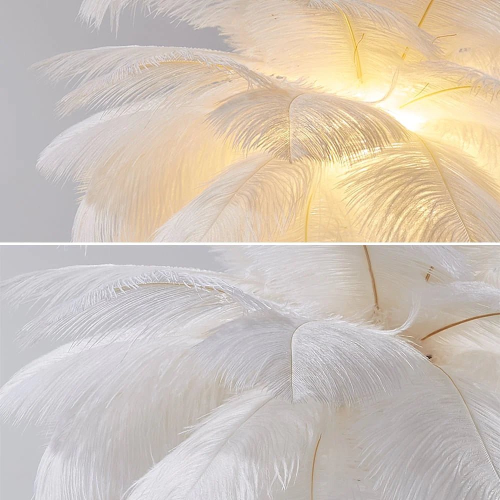 Lampe De Table Aux Plumes Dorées Art Déco – Décoration Luxueuse Et Originale
