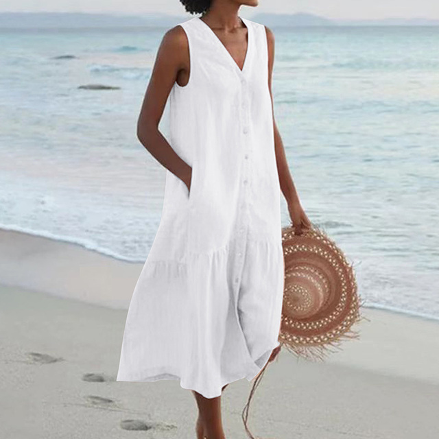 Sandrine | Vestido Ligero de Verano – Elegancia y Escote en V 