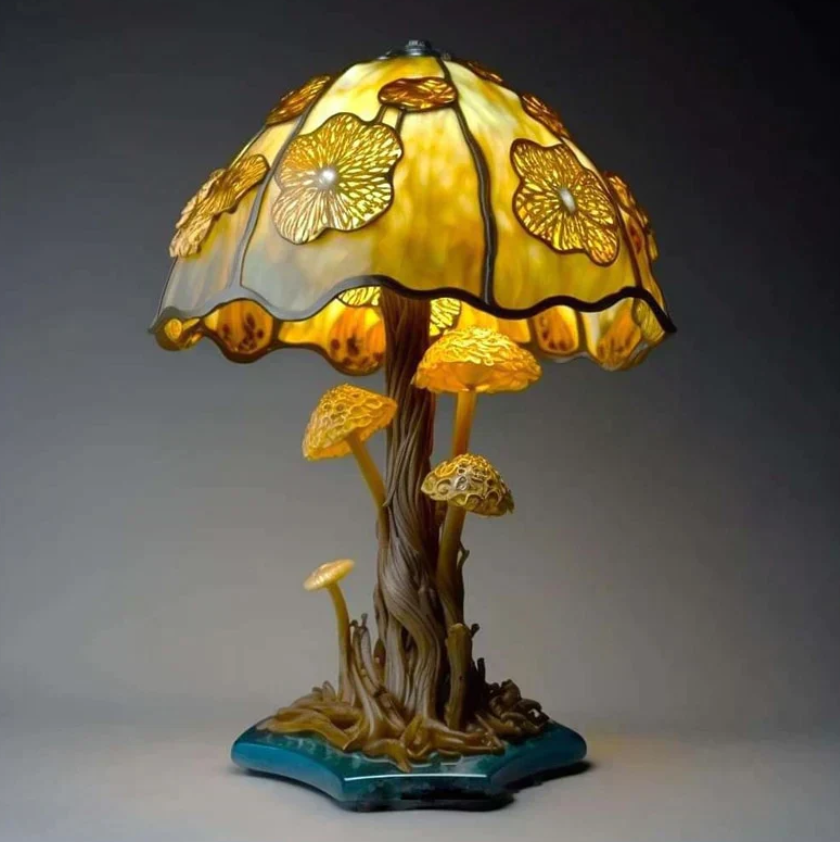 Uklidňující vitrážová lampa – jemné světlo a teplá atmosféra 