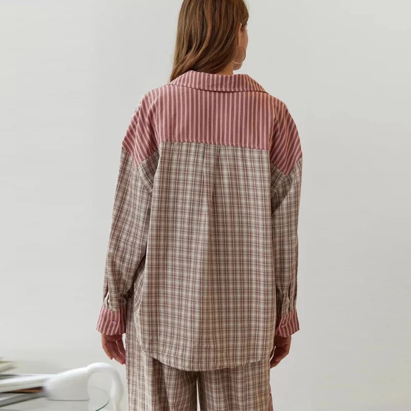 Charlotte | Pyjama Komfort Chic mit Streifen und Karos 