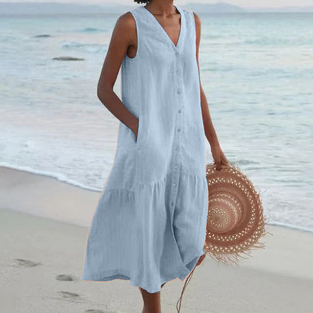 Sandrine | Vestido Ligero de Verano – Elegancia y Escote en V 
