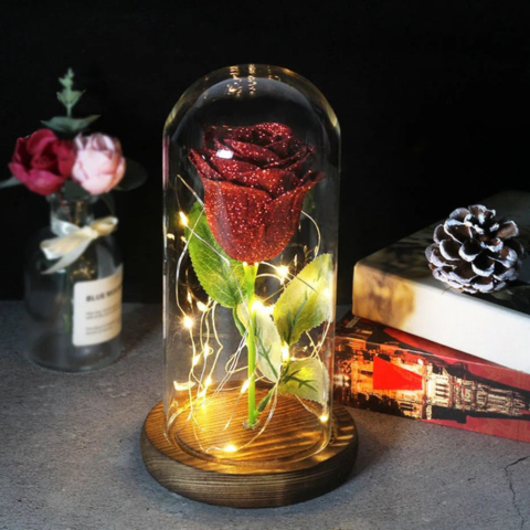 Ewige Blume unter LED-Glocke – Poetischer und leuchtender Charme 