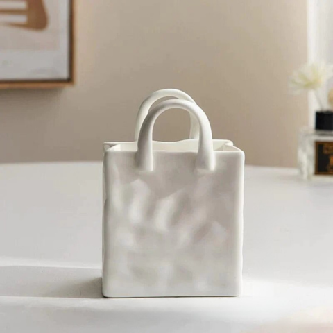 Vaso Decorativo Bolsa de Mano – Toque Chic y Original 