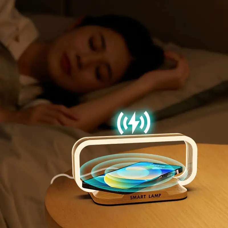Lâmpada de Mesa — Iluminação Moderna com Carregador Sem Fios 