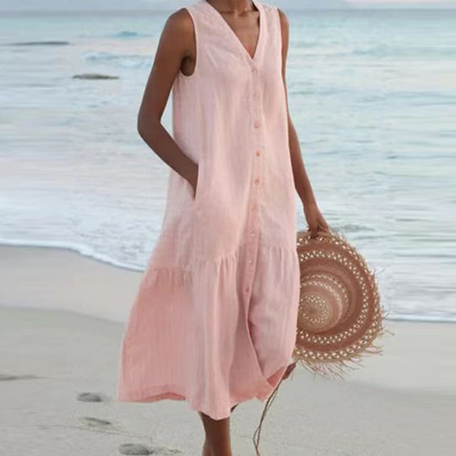 Sandrine | Vestido Ligero de Verano – Elegancia y Escote en V 