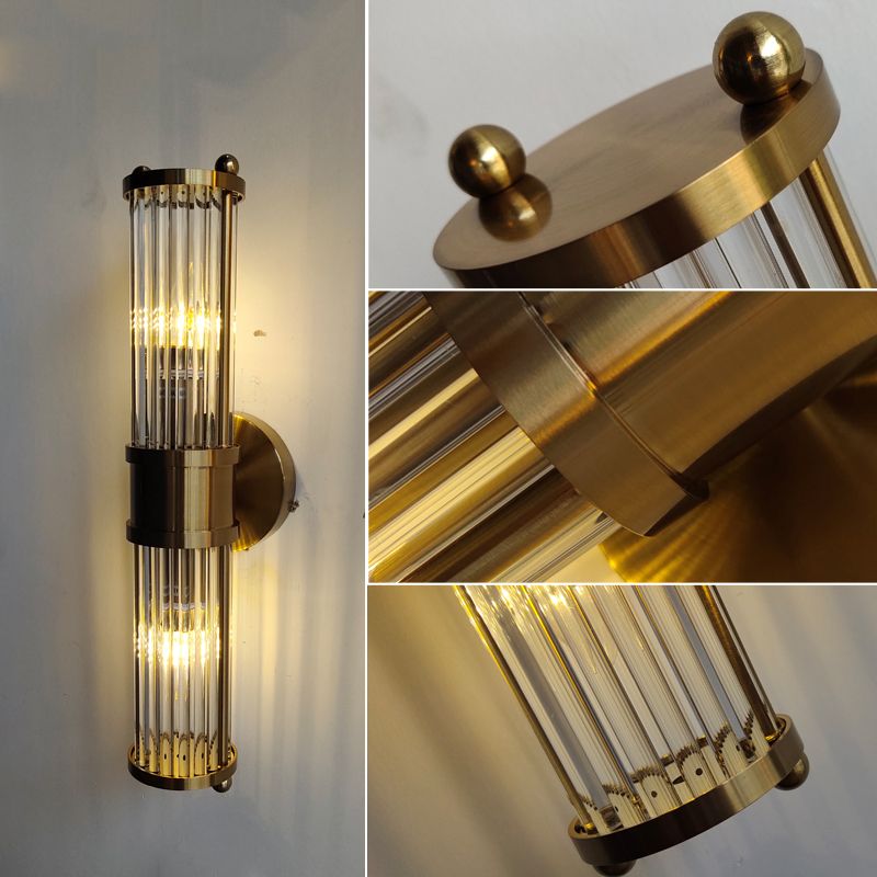 Moderni sylinterimäinen seinävalaisin - Style Moderne Doré En Métal Et Verre (Metalli ja veri)