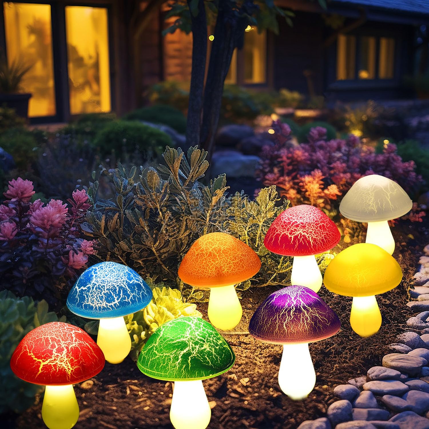Kit de Luzes Solares de Jardim — Cogumelos Luminosos Decorativos 